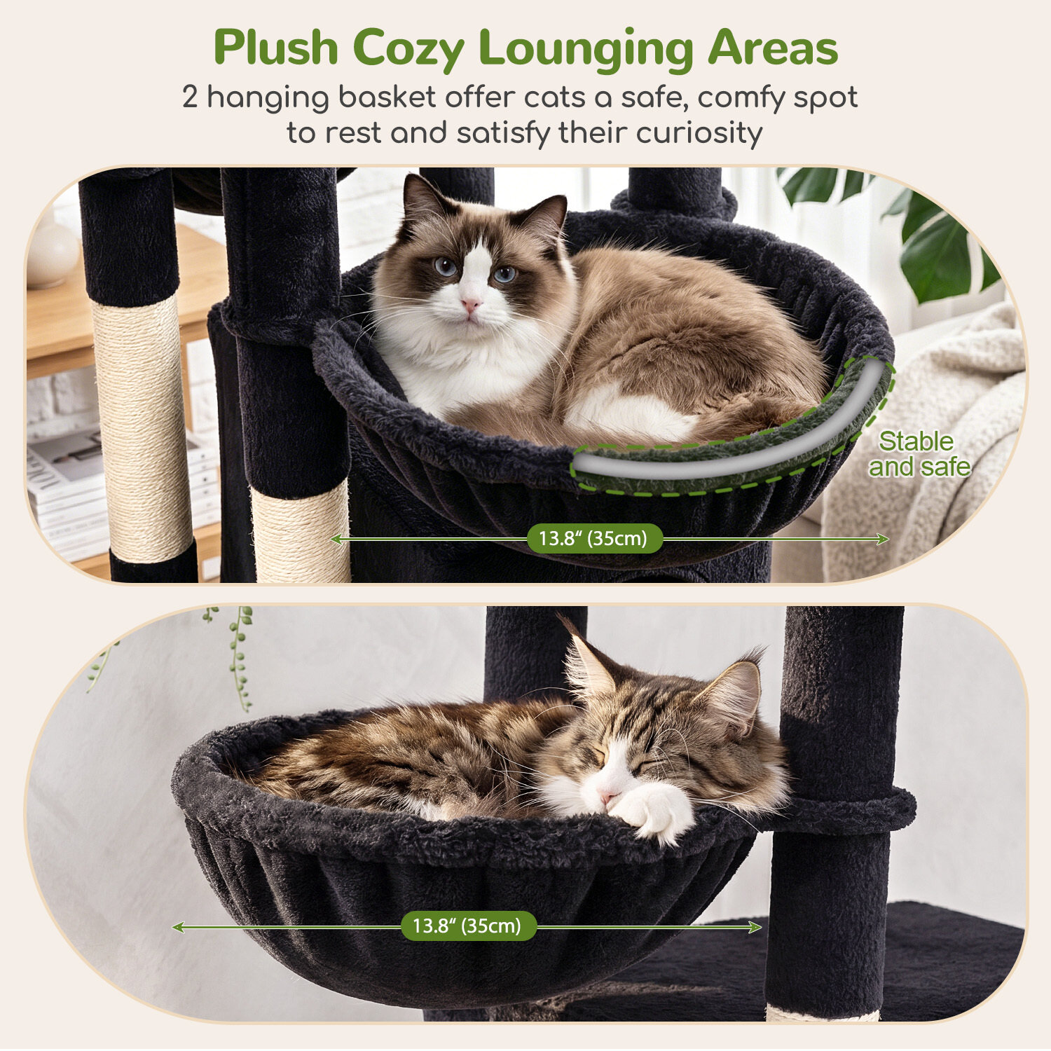 F74G Cat Tree (Dark Grey, 74-inch)