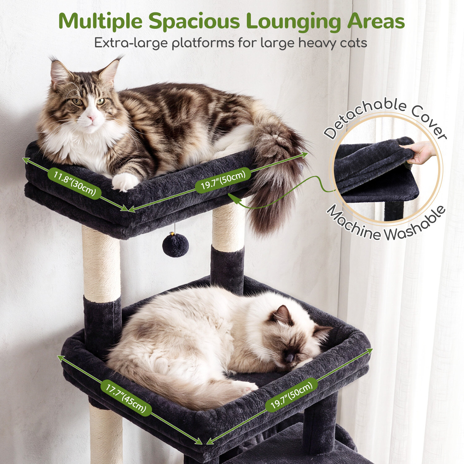 F74G Cat Tree (Dark Grey, 74-inch)
