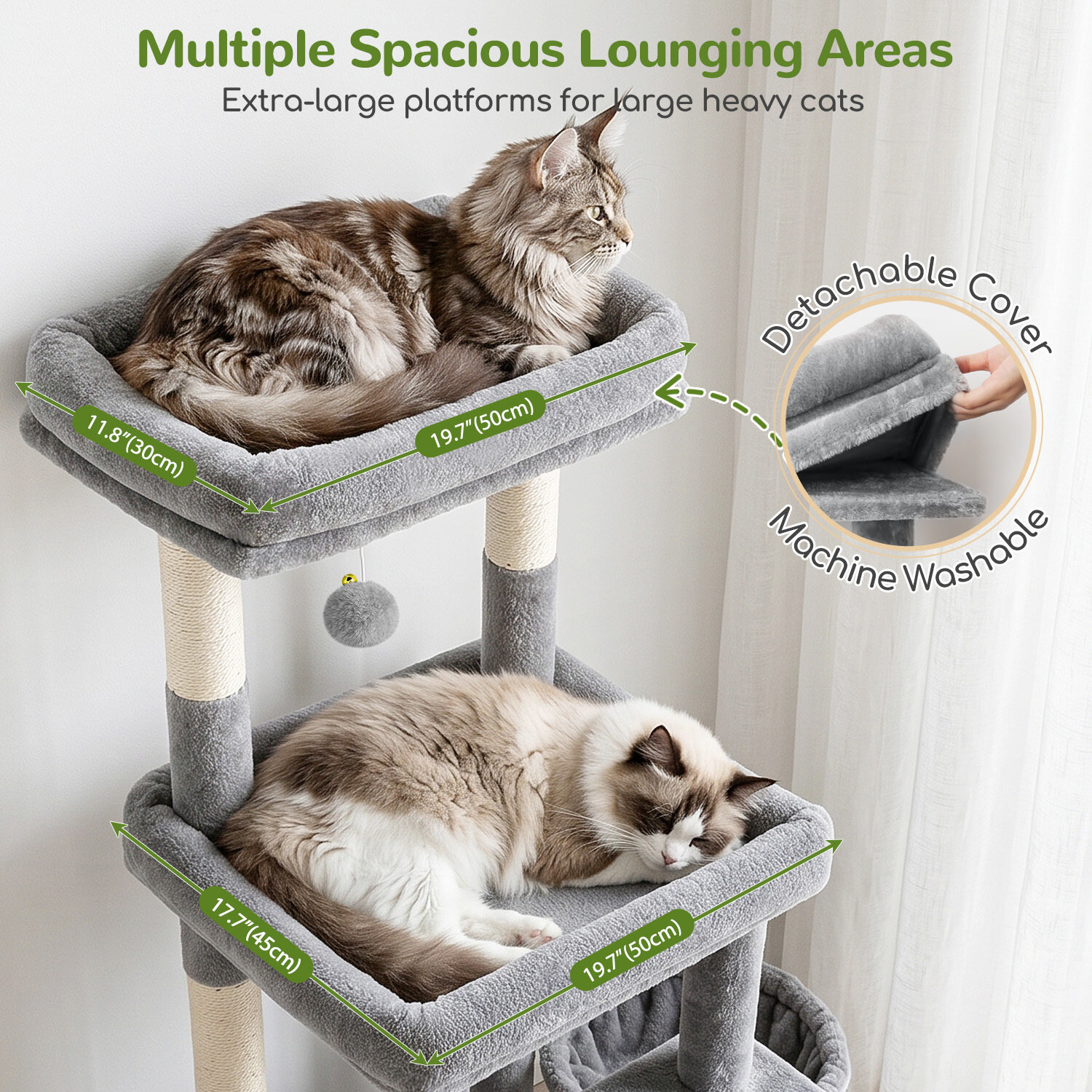 F74G Cat Tree (Light Grey, 74-inch)