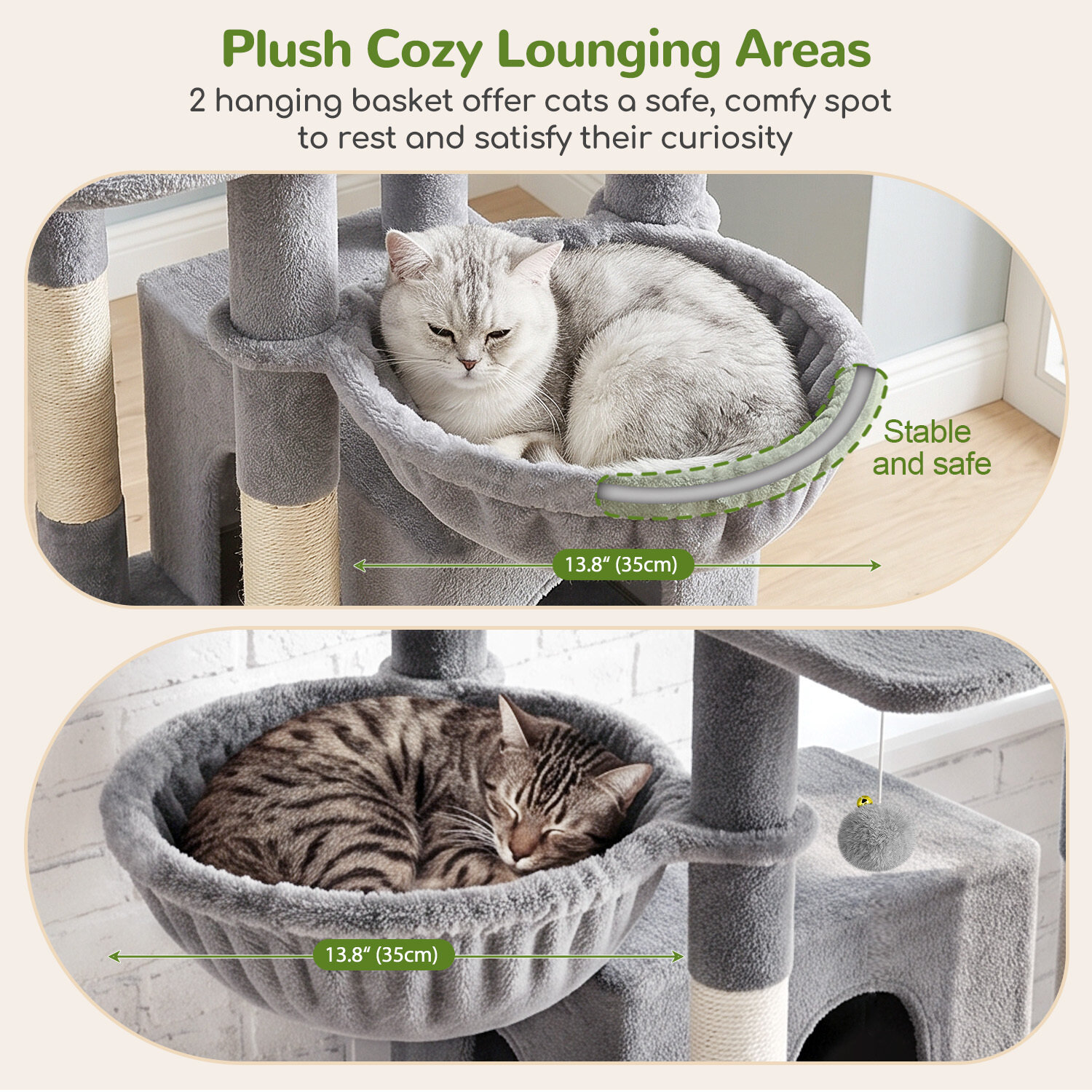 F74G Cat Tree (Light Grey, 74-inch)