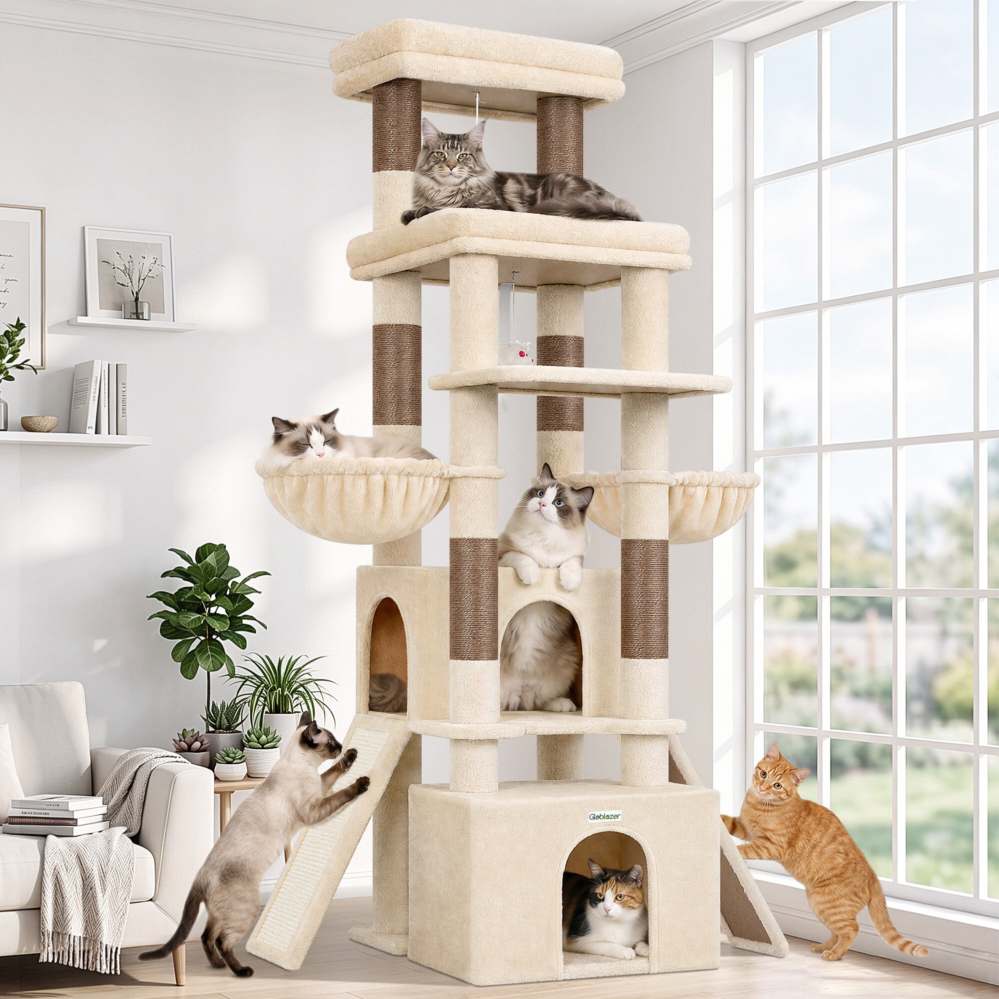 F74G Cat Tree (Beige, 74-inch)