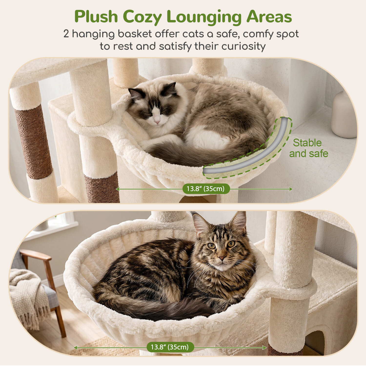 F74G Cat Tree (Beige, 74-inch)