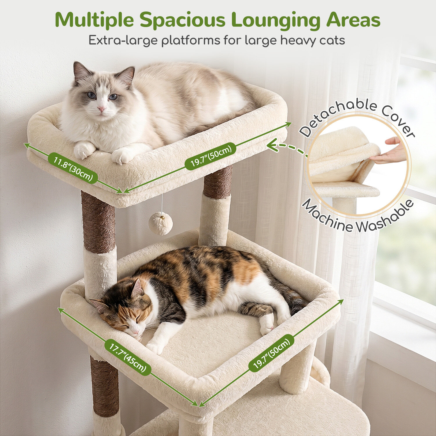 F74G Cat Tree (Beige, 74-inch)