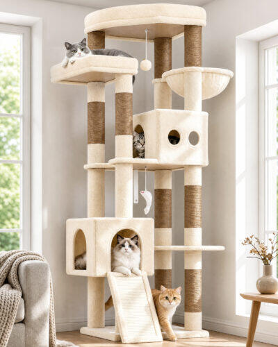 F73B Cat Tower(Beige,73-inch)