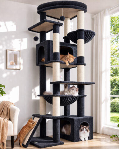 F76E Tall Cat Tower (Dark Grey, 76-inch)