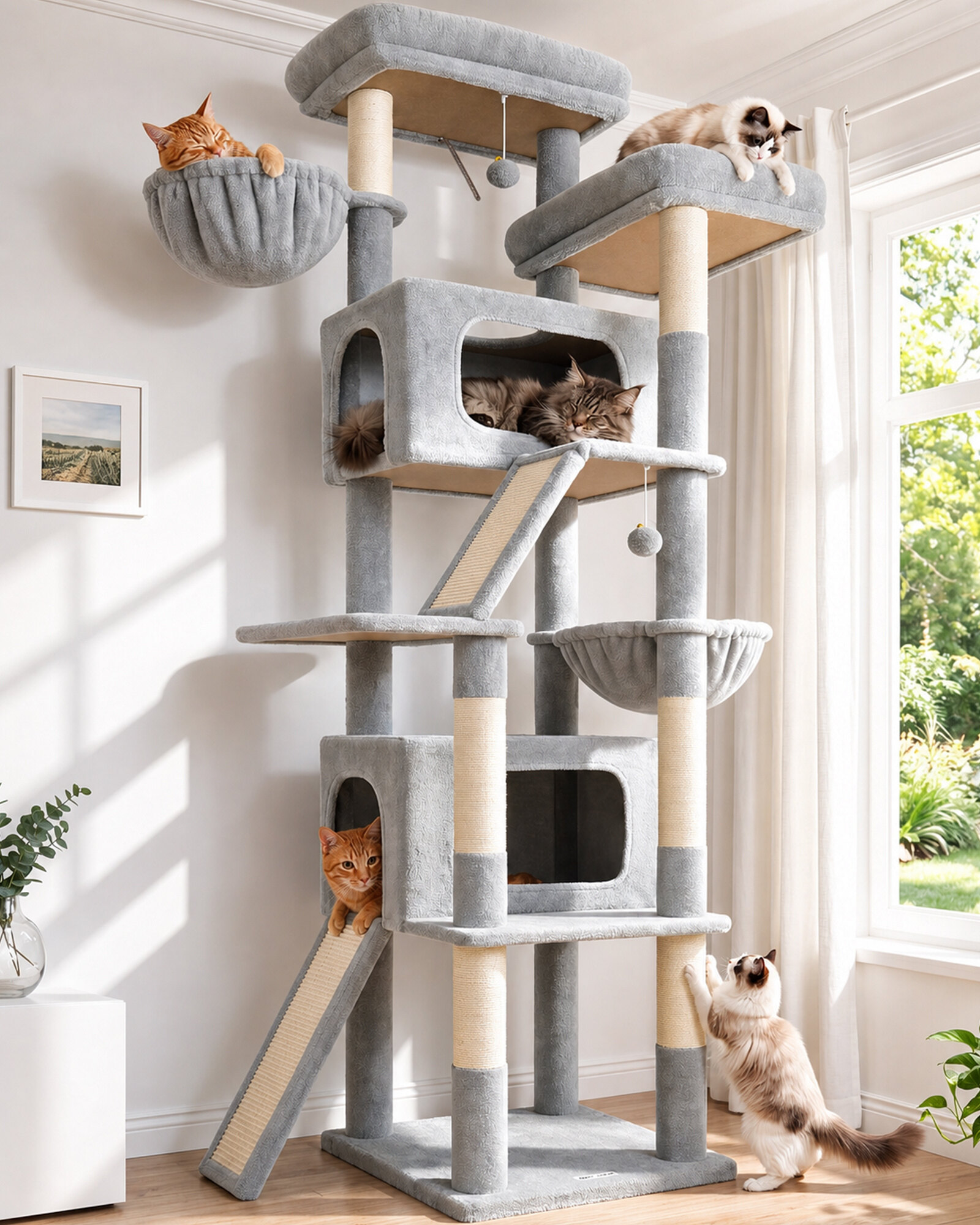 S79 Cat Tower (Light Grey, 79-inch)
