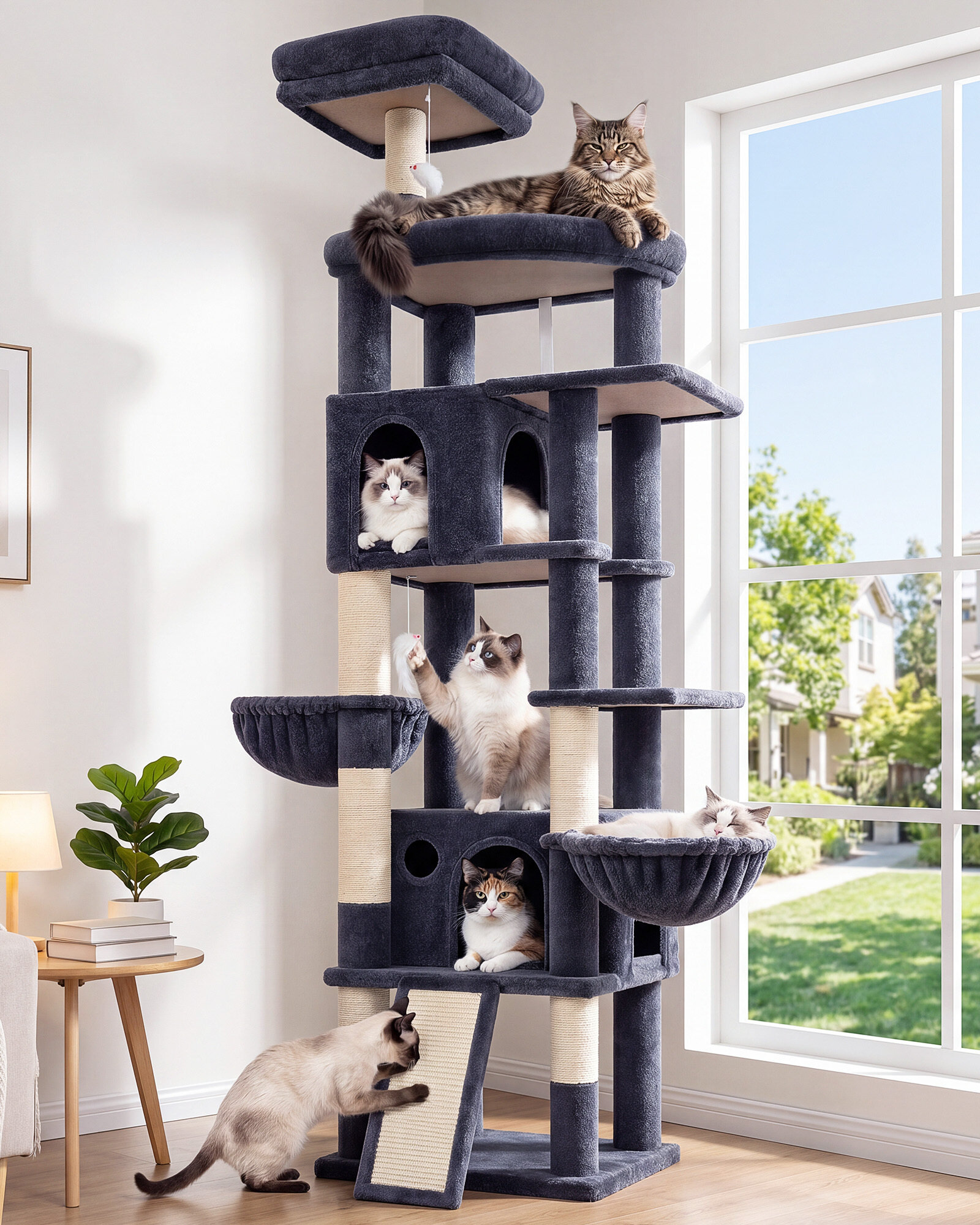 F81H Tall Cat Tree(Dark Grey,81-inch)