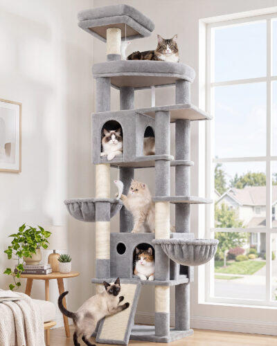F81H Tall Cat Tree(Light Grey,81-inch)
