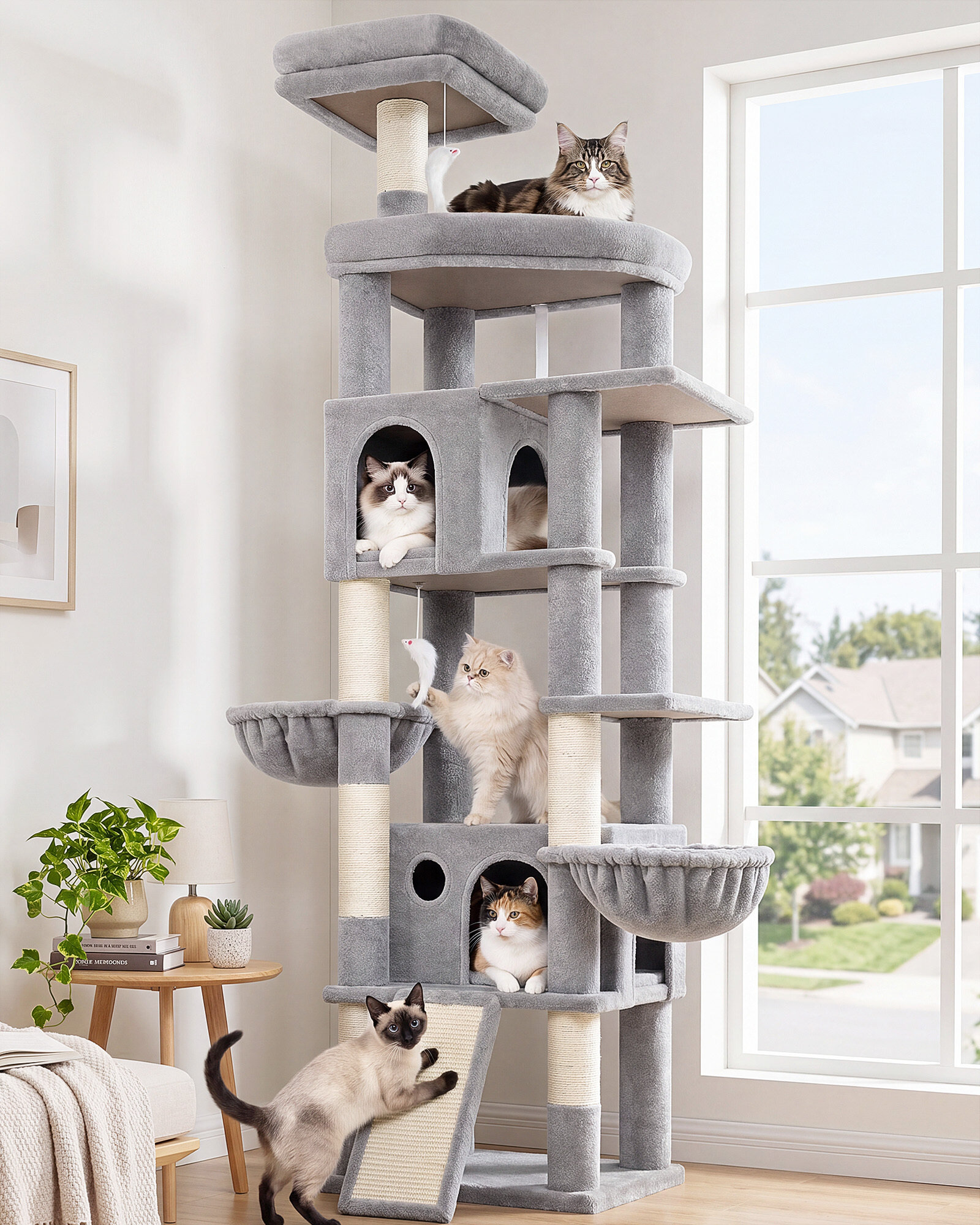 F81H Tall Cat Tree(Light Grey,81-inch)