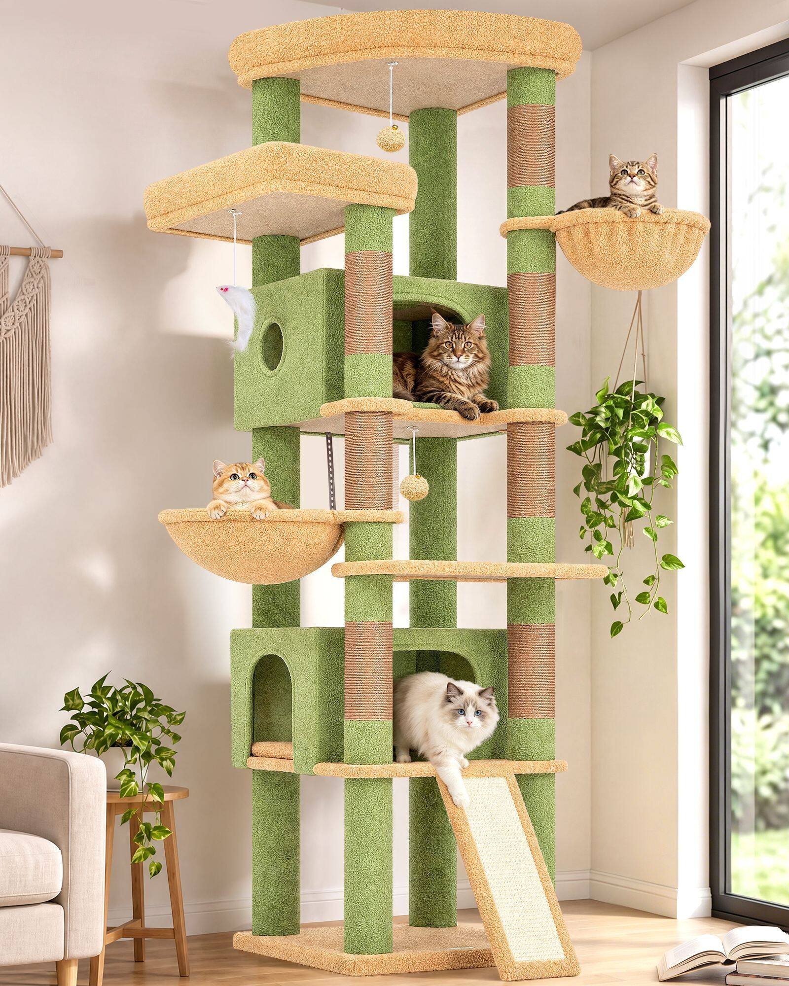 S80C Tall Cat Tree(Cactus Green,80-inch)