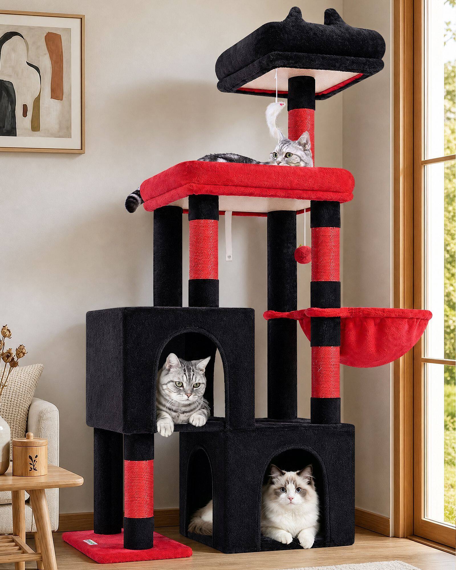 S52 Cat Tree(Gothic Red Black,52-inch)