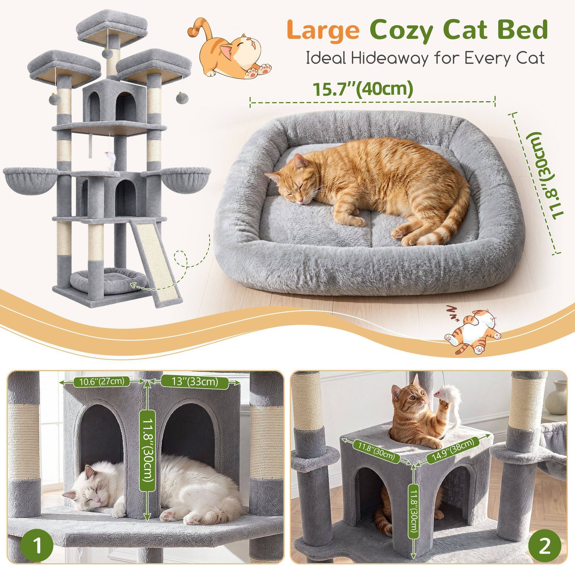 F70H Cat Tree (Light Grey, 70-inch)