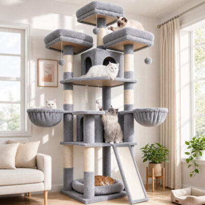 F70H Cat Tree (Light Grey, 70-inch)