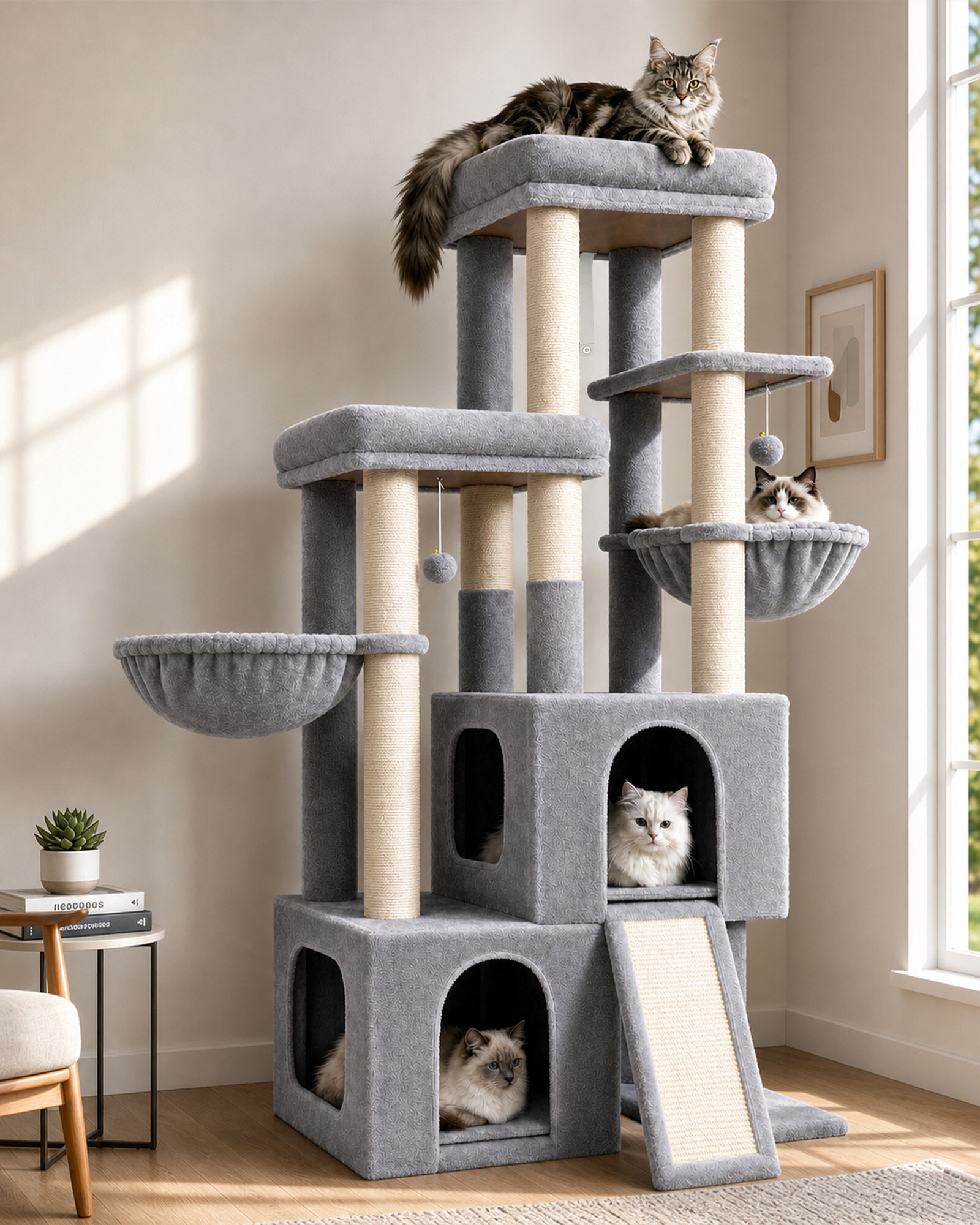 S62 Cat Tower (Light Grey, 62-inch)