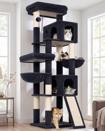 F72H Cat Tree Tower(Dark Grey,72-inch)