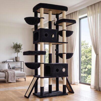 S83J Five-Post Heavy Duty Cat Tree for Large Cats (Dark Grey, 83-inch)