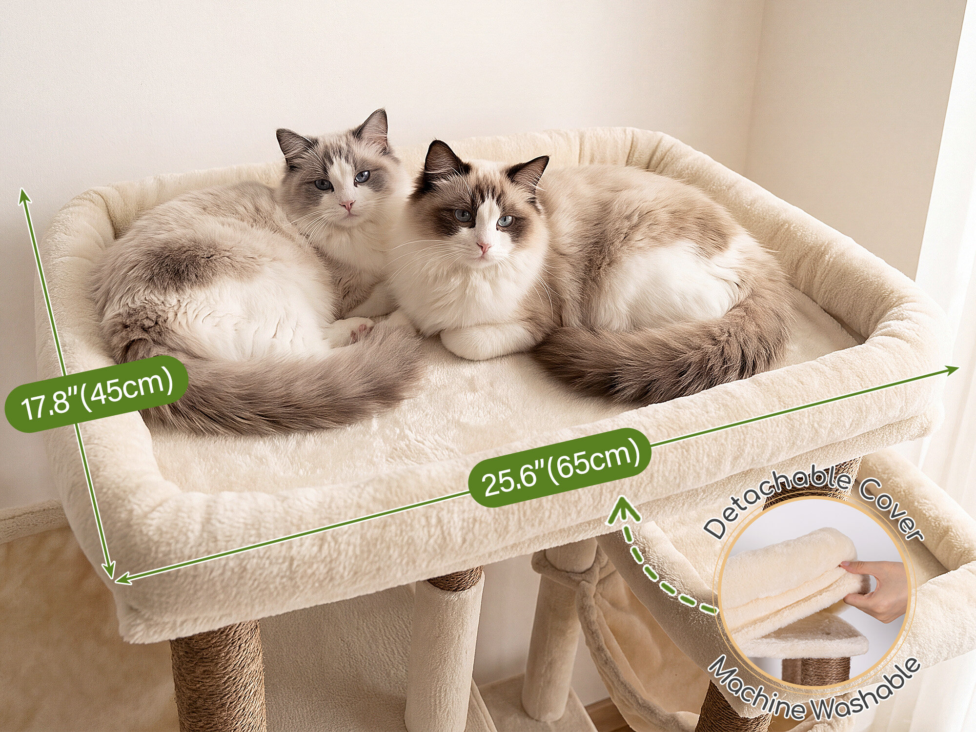 S83J Five-Post Heavy Duty Cat Tree for Large Cats (Beige, 83-inch)