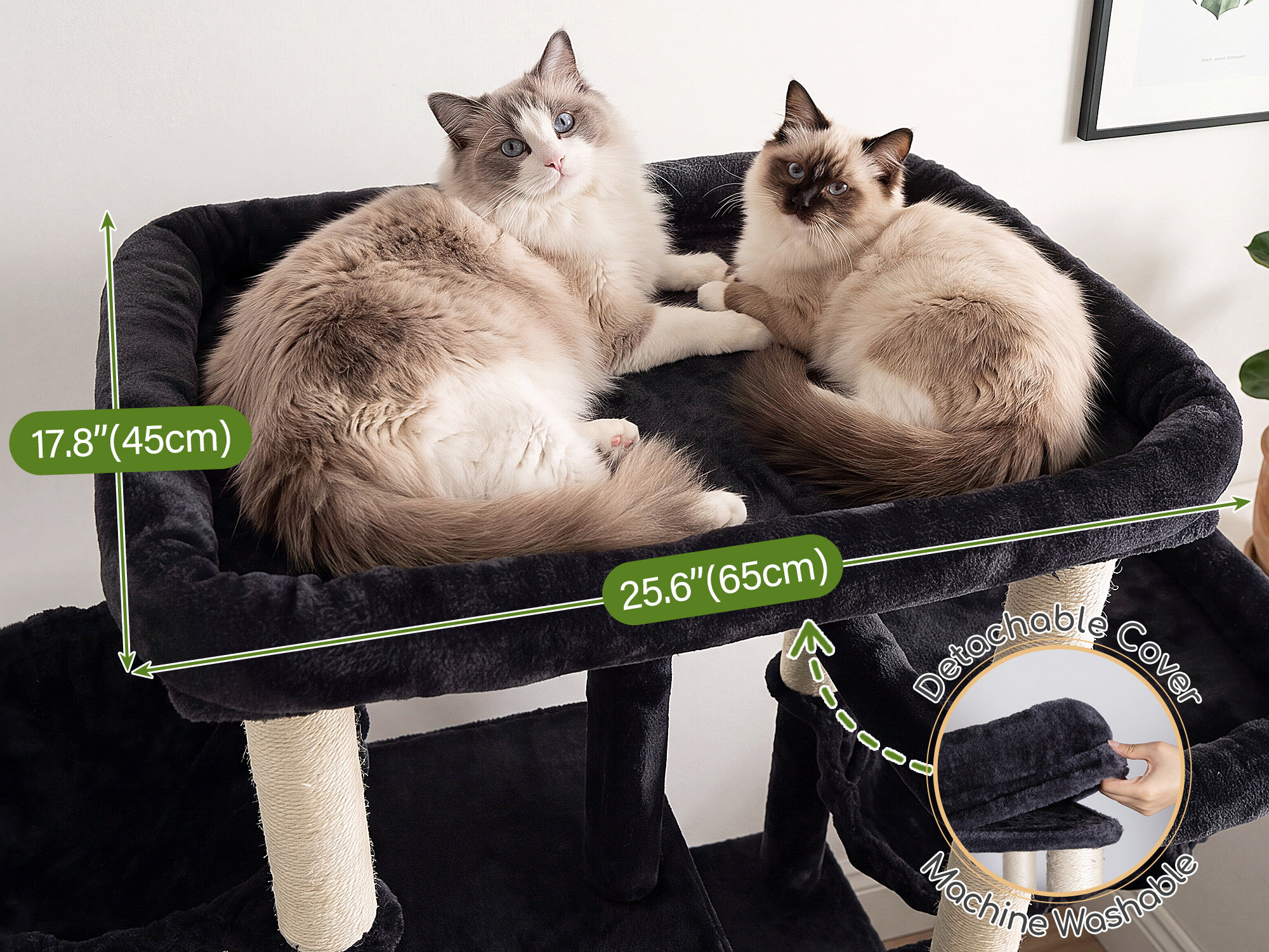 S83J Five-Post Heavy Duty Cat Tree for Large Cats (Dark Grey, 83-inch)