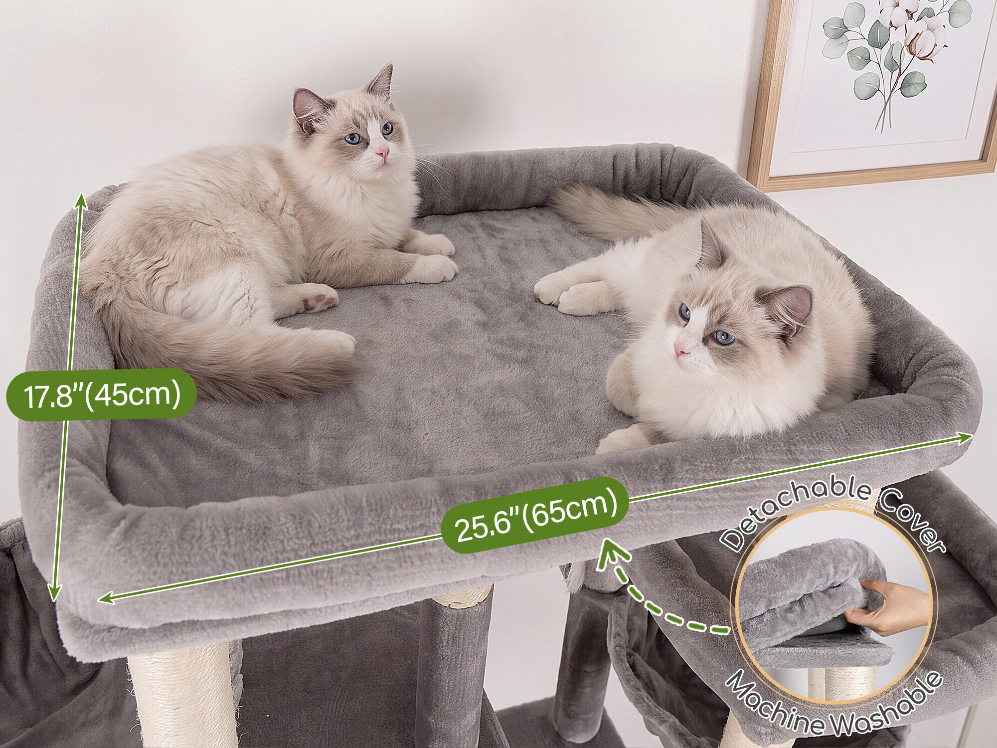 S83J Five-Post Heavy Duty Cat Tree for Large Cats (Light Grey, 83-inch)