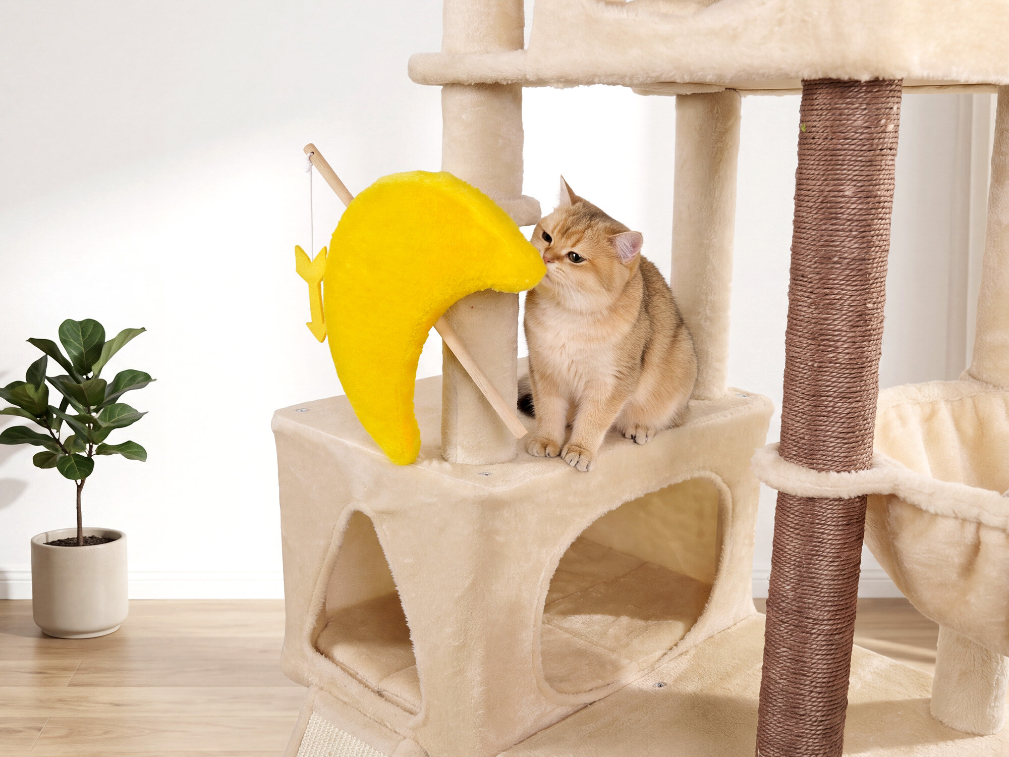 Z74 Sagittarius Tall Cat Tree for Active Cats (Beige, 74-inch)