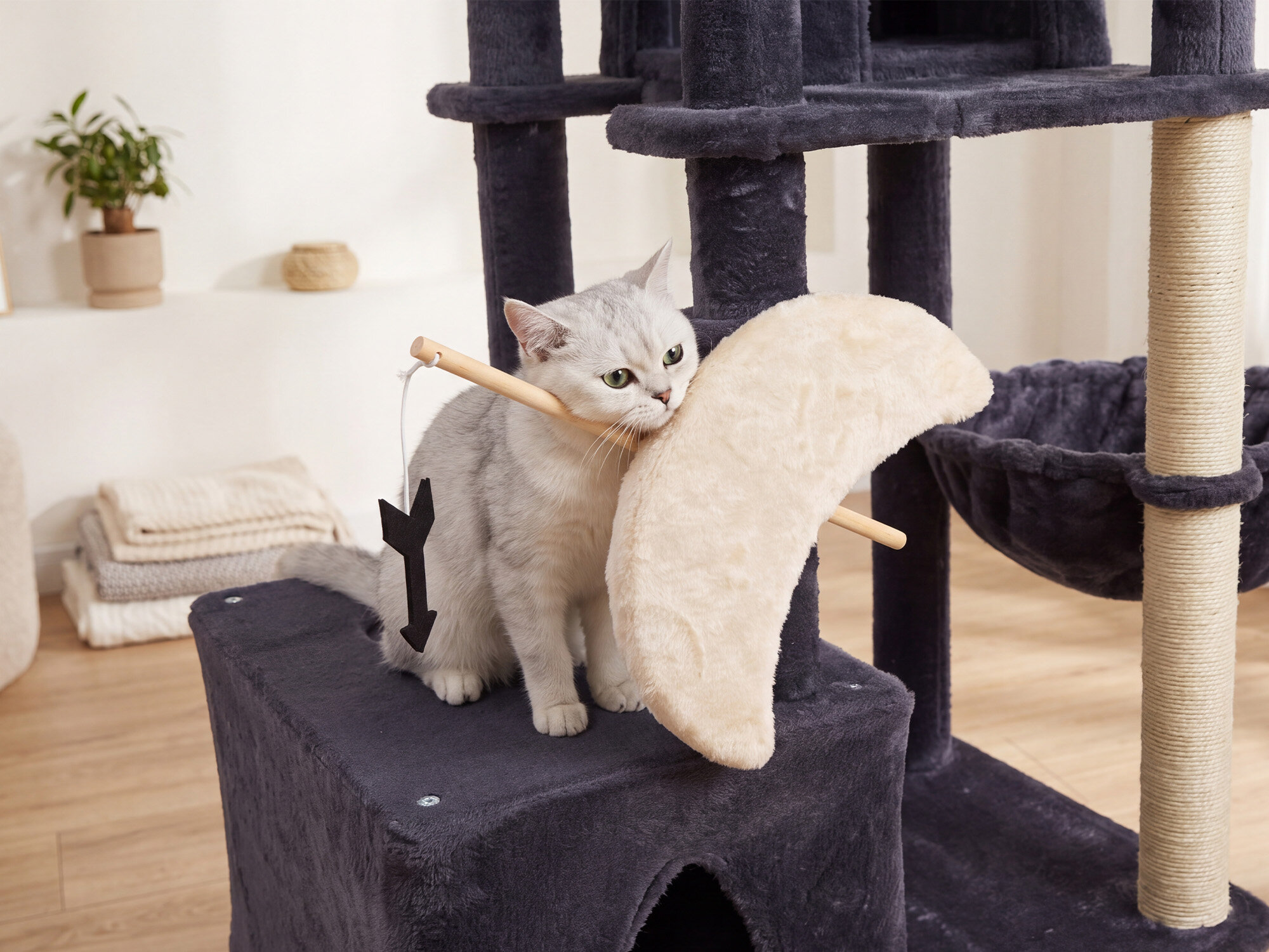Z74 Sagittarius Tall Cat Tree for Active Cats (Dark Grey, 74-inch)