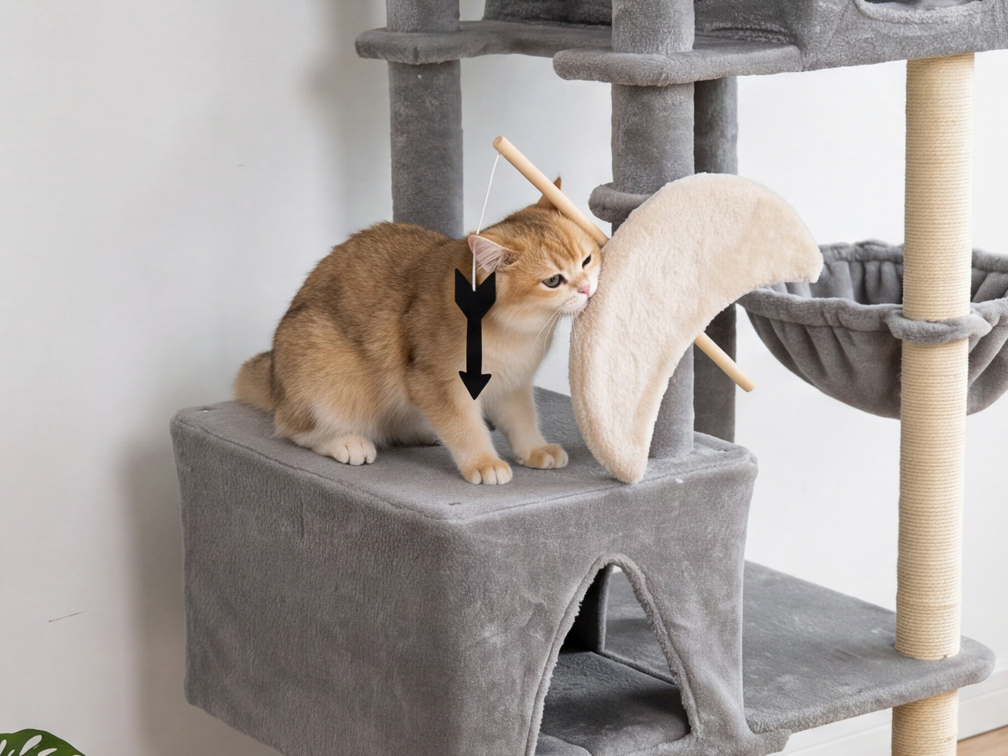 Z74 Sagittarius Tall Cat Tree for Active Cats (Light Grey, 74-inch)
