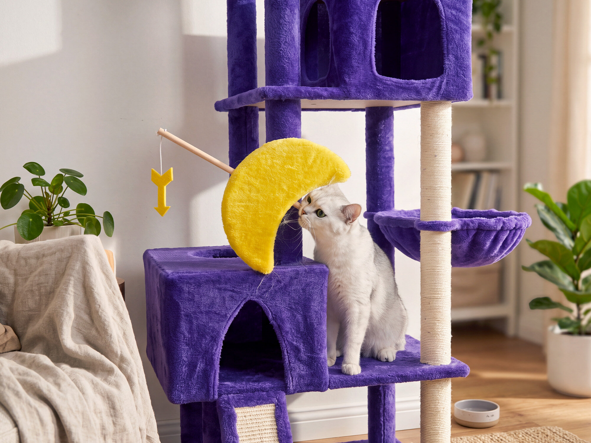 Z74 Sagittarius Tall Cat Tree for Active Cats (Purple, 74-inch)